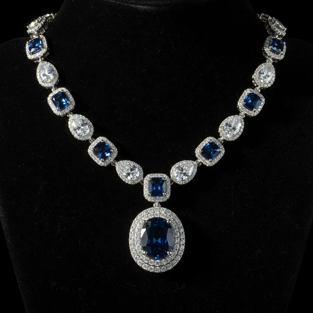 Collana di diamanti e zaffiri